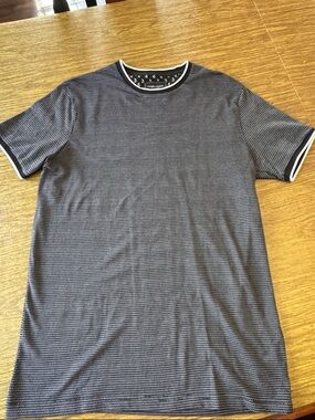 Denim & Flower Navy and white Micro-Stripe Short Sleeve Tee